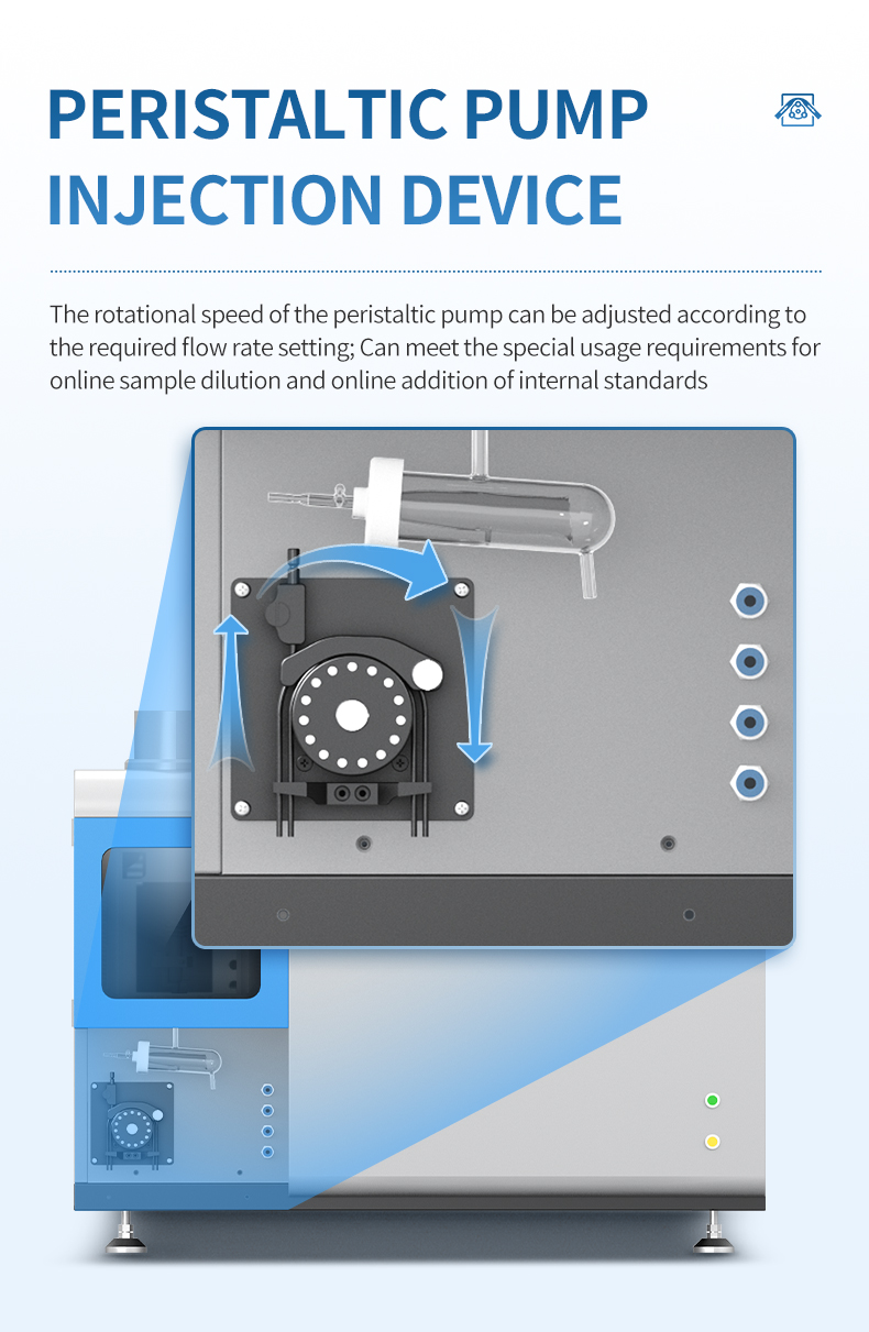 5-channel 16-roller peristaltic pump for automatic sample delivery and internal standard addition