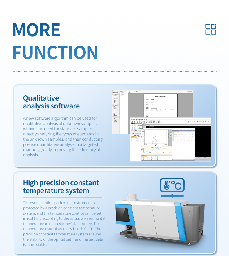 Qualitative analysis software identifying unknown element types and precision constant temperature system