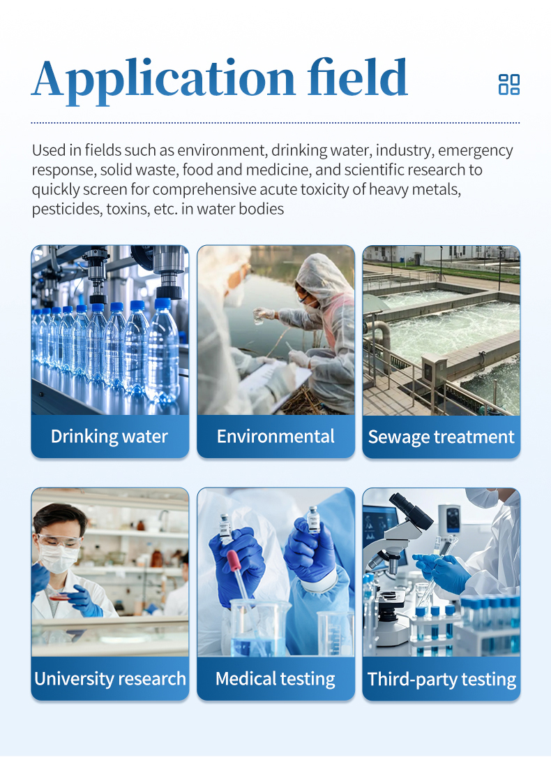 Application fields for water toxicity testing drinking water environmental sewage research medical