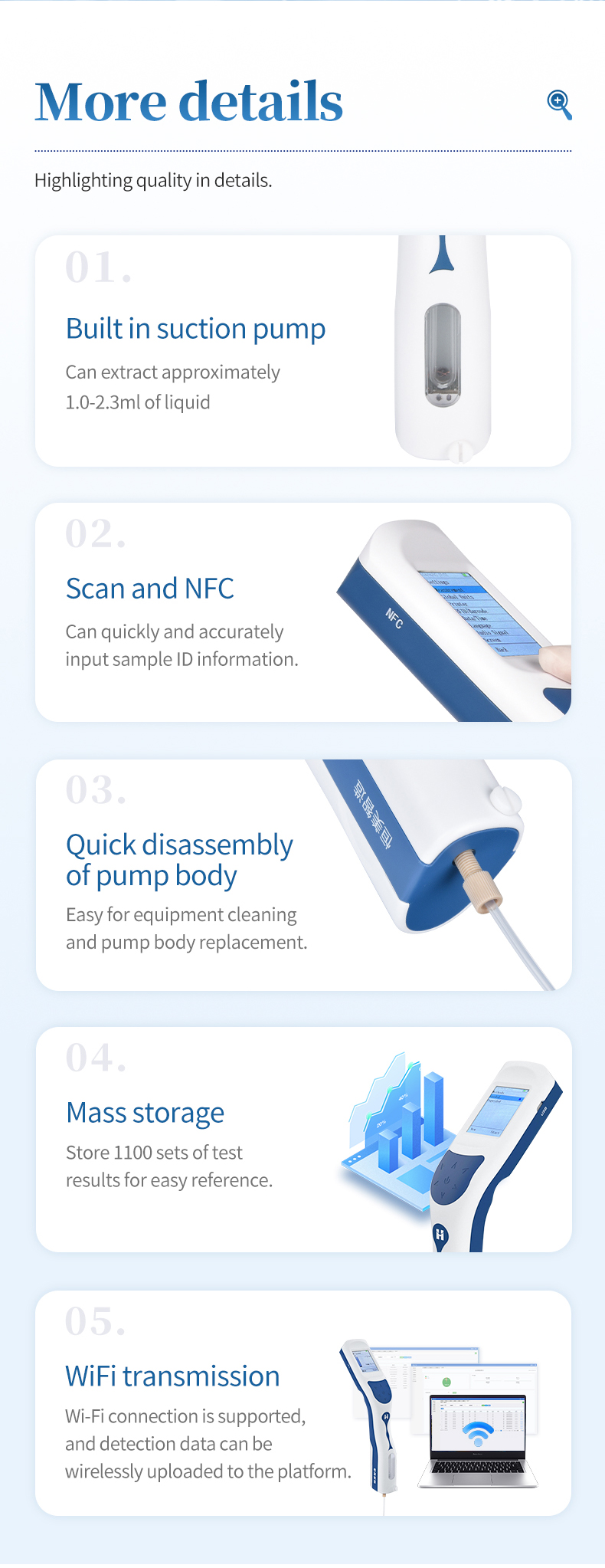 HM-DS density meter detail features suction pump scan NFC pump disassembly storage Wi-Fi