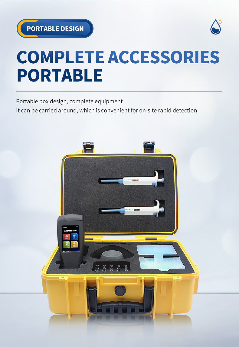 HM-SDX complete accessories kit in portable yellow case with pipettes and reagent bottles