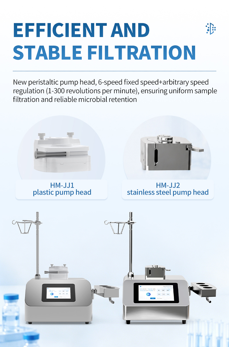 Model comparison HM-JJ1 plastic pump head versus HM-JJ2 stainless steel pump head