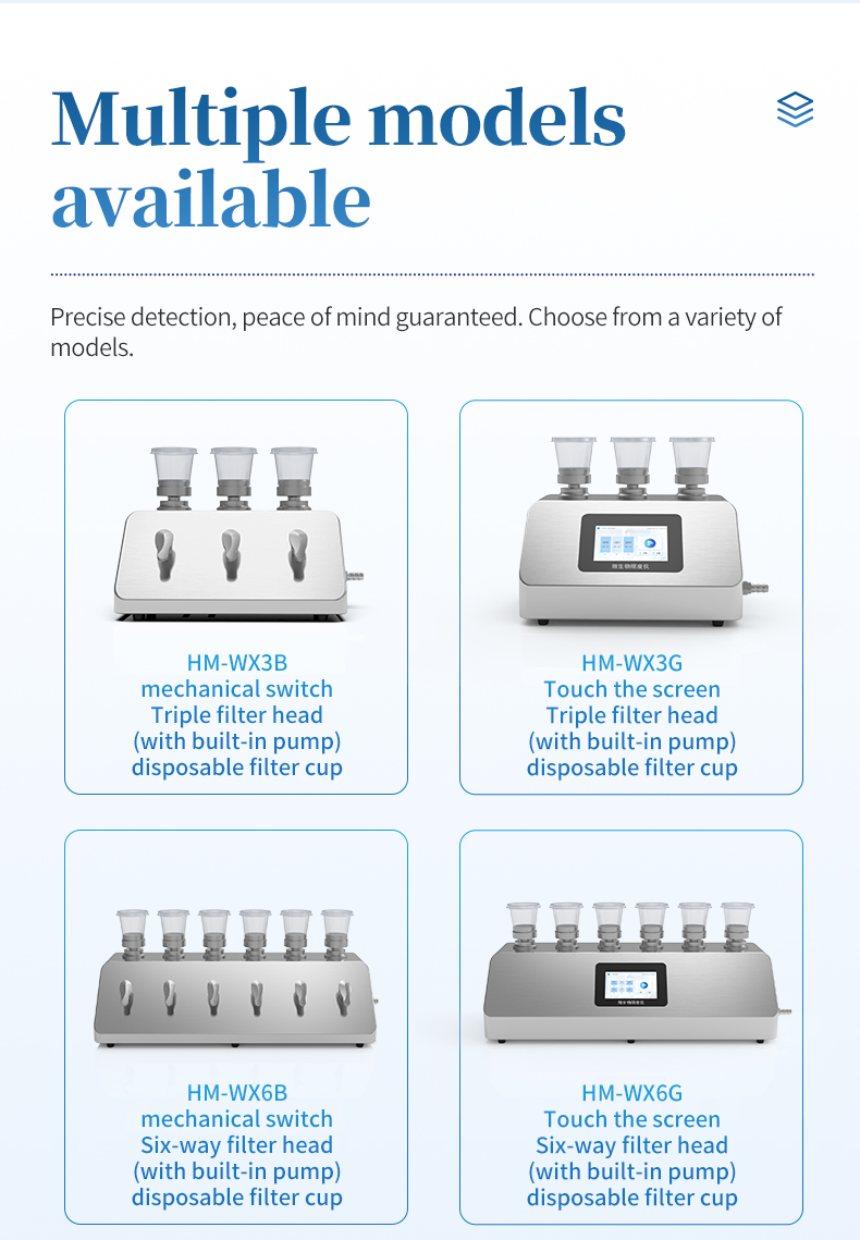 Four disposable filter cup models for standard filtration series comparison with autoclavable alternatives