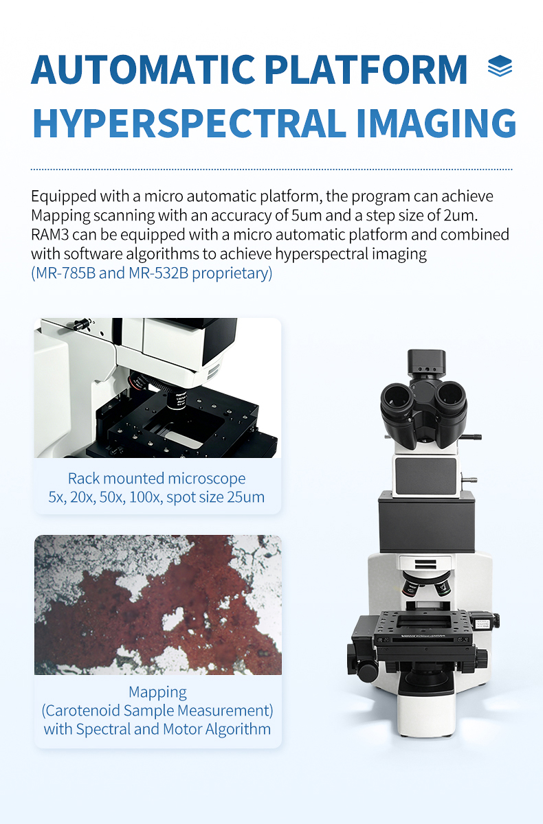 Automatic platform hyperspectral imaging with rack mounted microscope and mapping results