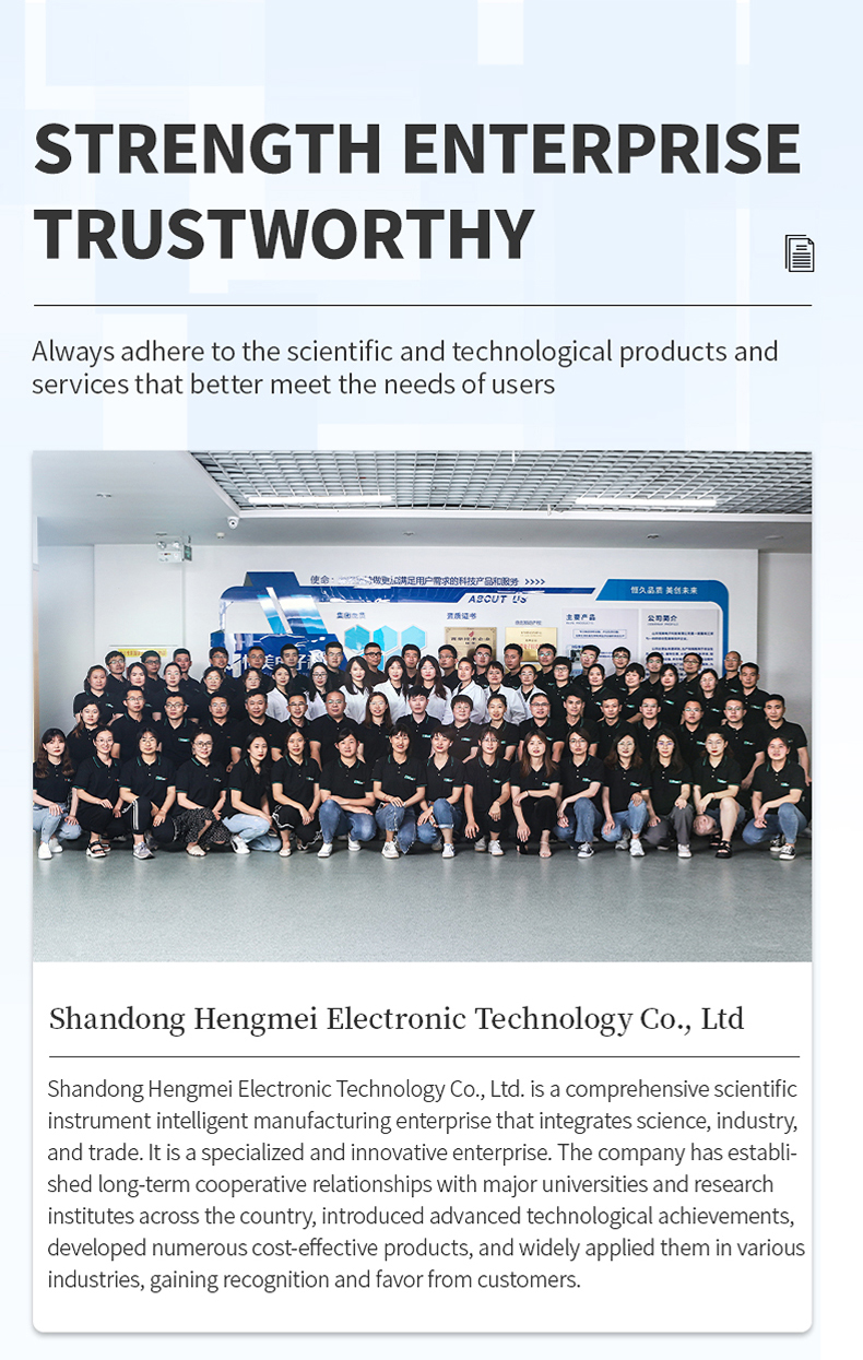 HM Instruments company strength showcase with employee team photo and specialized innovative enterprise certification