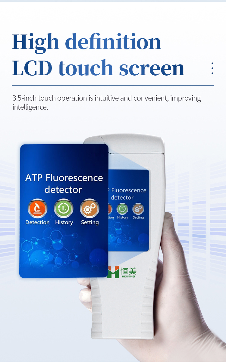 HM-ATP 3.5-inch high definition LCD touchscreen with detection history and setting menu icons