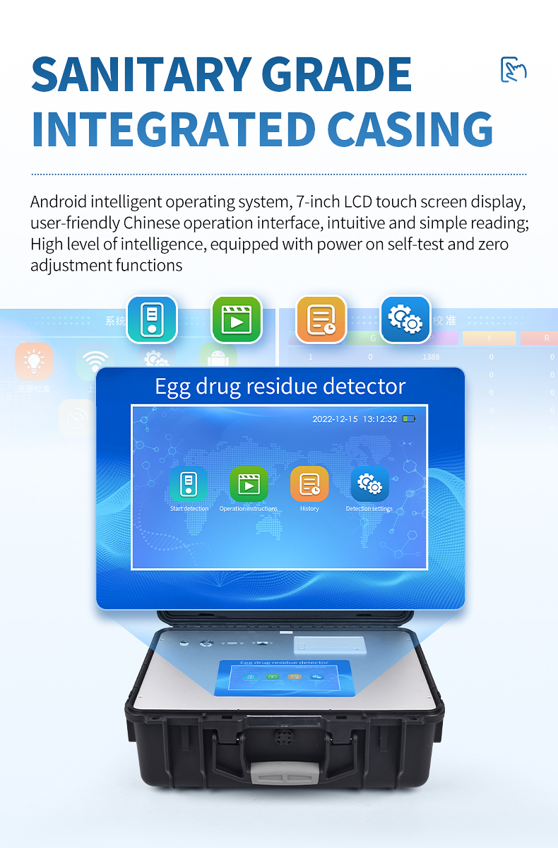 HM-JDSY sanitary grade integrated casing showing Android operating system user interface on touchscreen