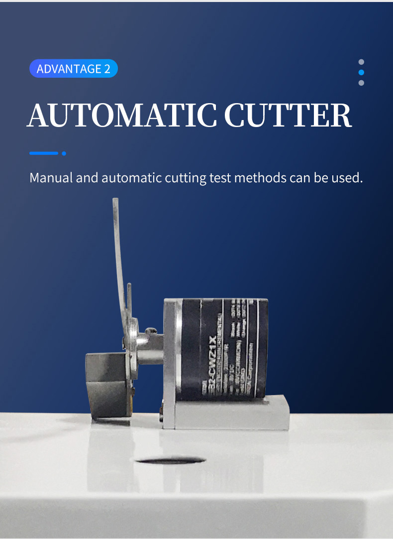 Automatic cutting mechanism with metallic lever arm and cylindrical component supporting manual and auto modes