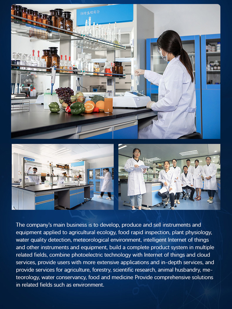Scientific testing laboratory with researchers performing agricultural food safety water quality and environmental analysis
