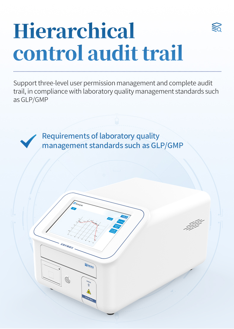HM-384Q three level user permission management with GLP GMP audit trail