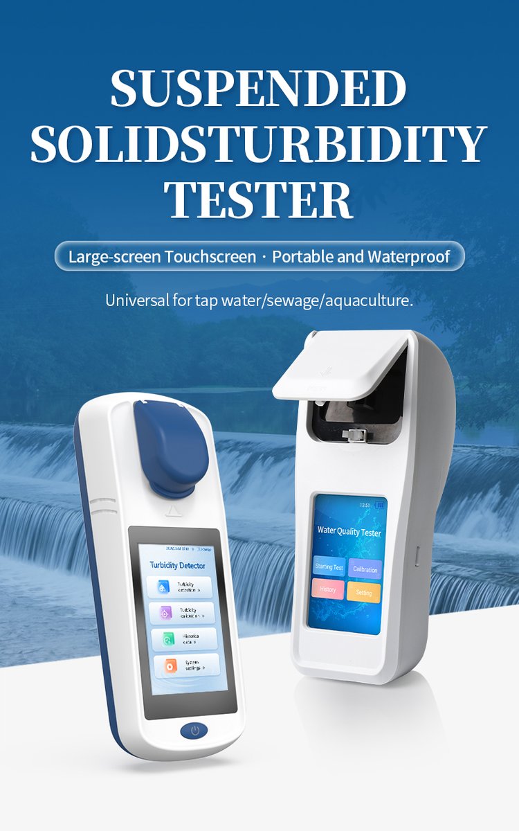HM-SXT2 portable turbidity meter handheld device with blue cap and 4.3-inch touchscreen display