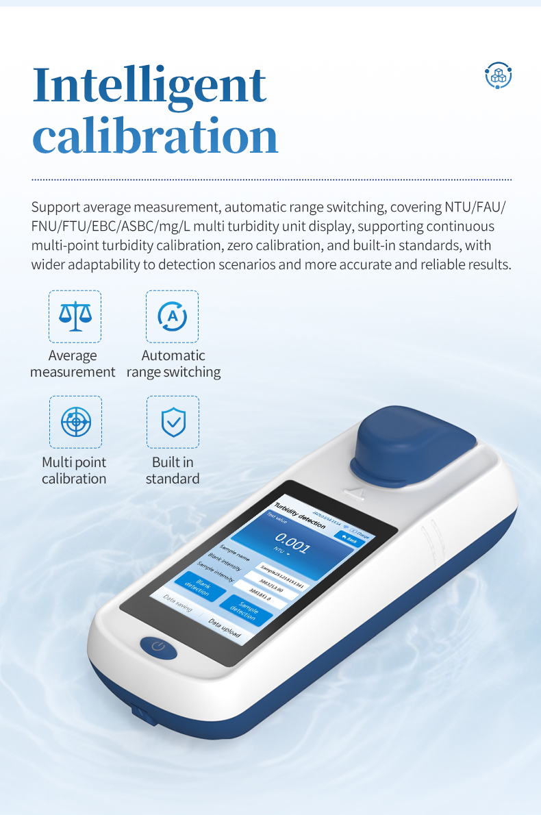 Intelligent calibration interface showing average measurement auto range switching and multi-point calibration