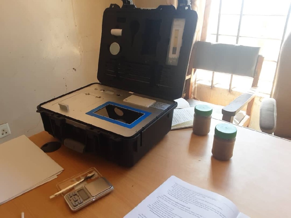 HM-GT6 soil fertilizer nutrient analyzer installed on a Tanzanian laboratory bench