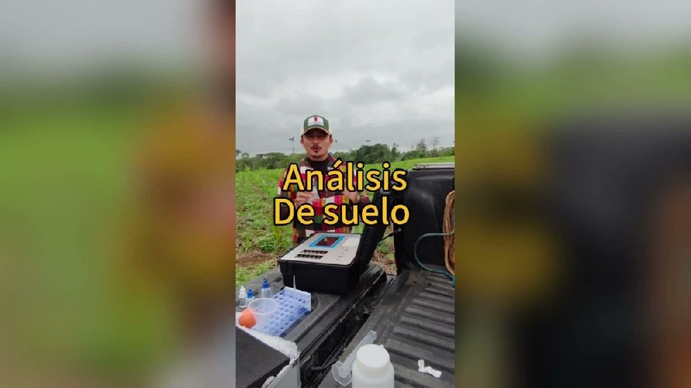 HM-GT2 portable soil nutrient analyzer set up on pickup truck bed for field soil analysis in Murcia Spain