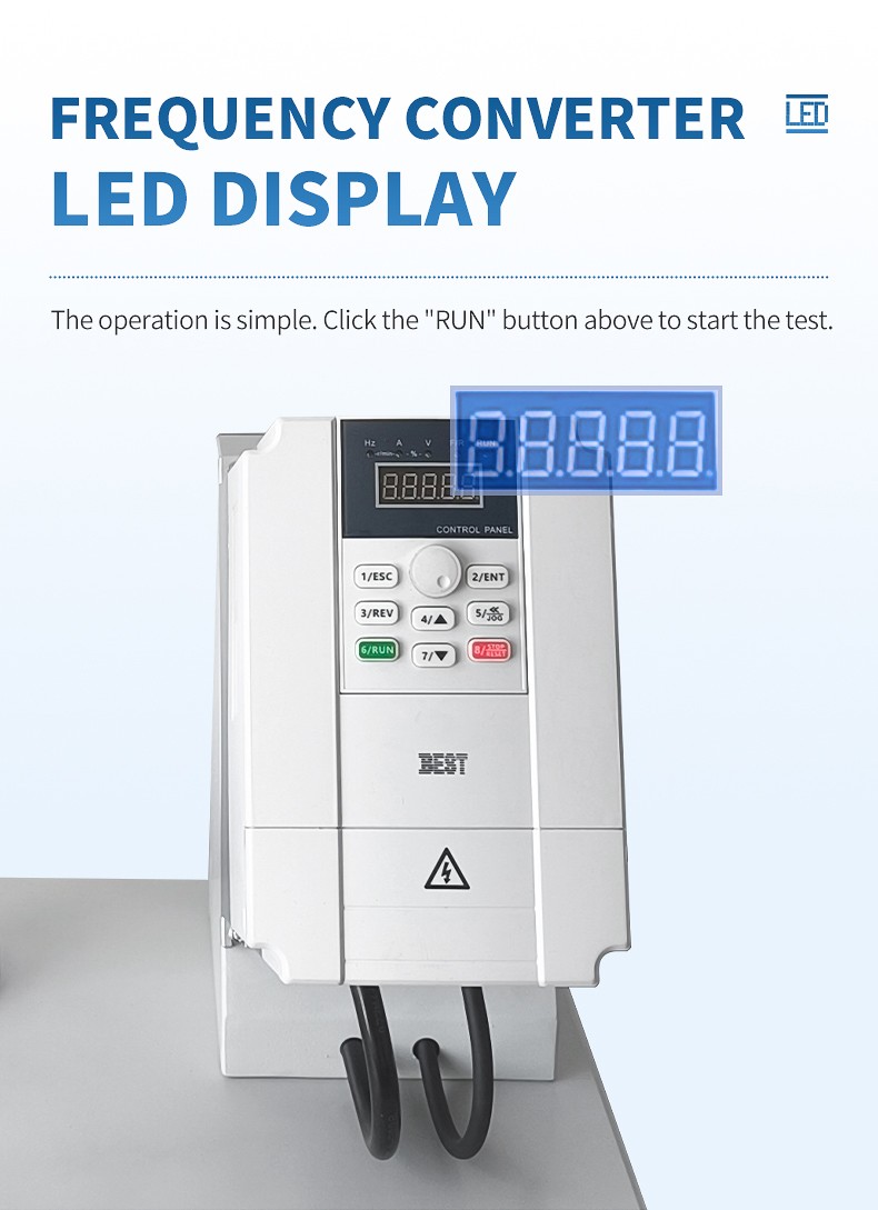 Frequency converter control panel with LED speed readout and green RUN button
