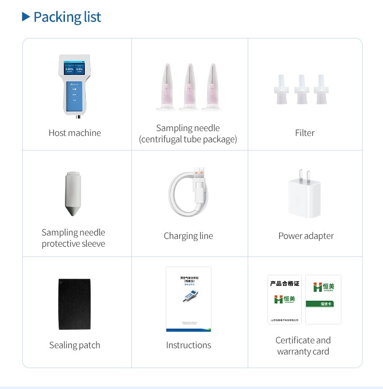 HM-DK1 headspace gas analyzer packing list with host machine and accessories