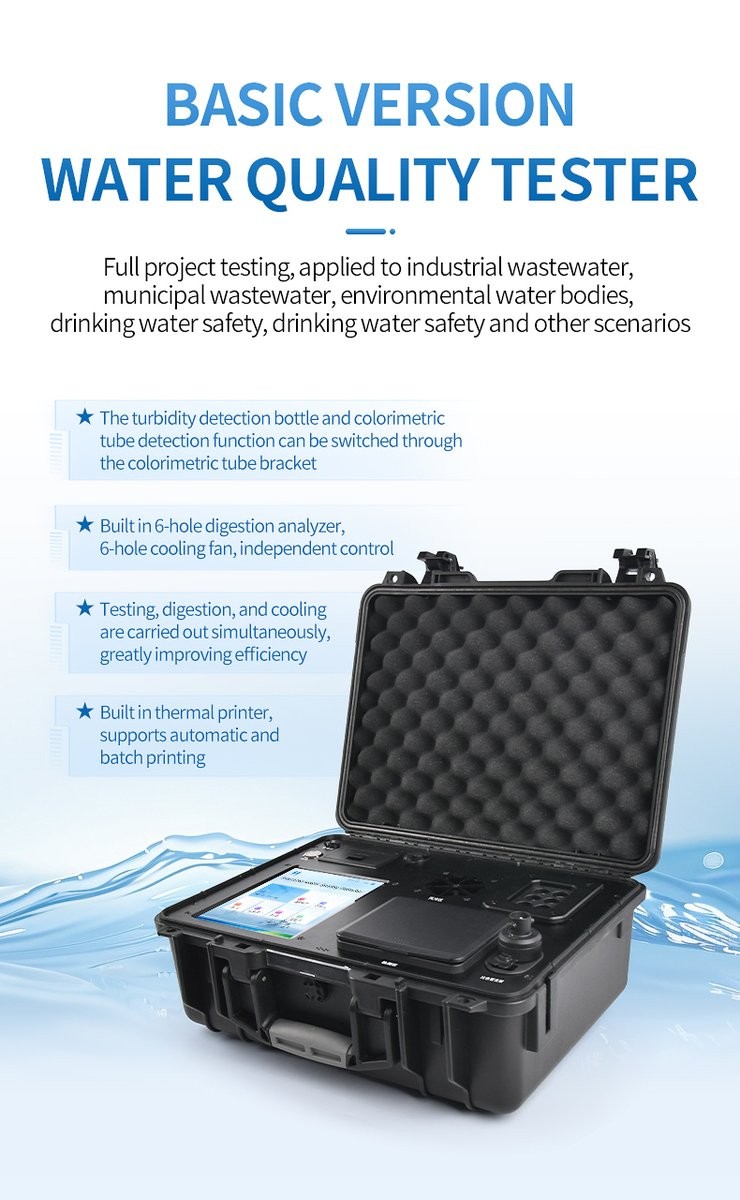 Basic portable version in protective case featuring turbidity bottle and colorimetric tube detection