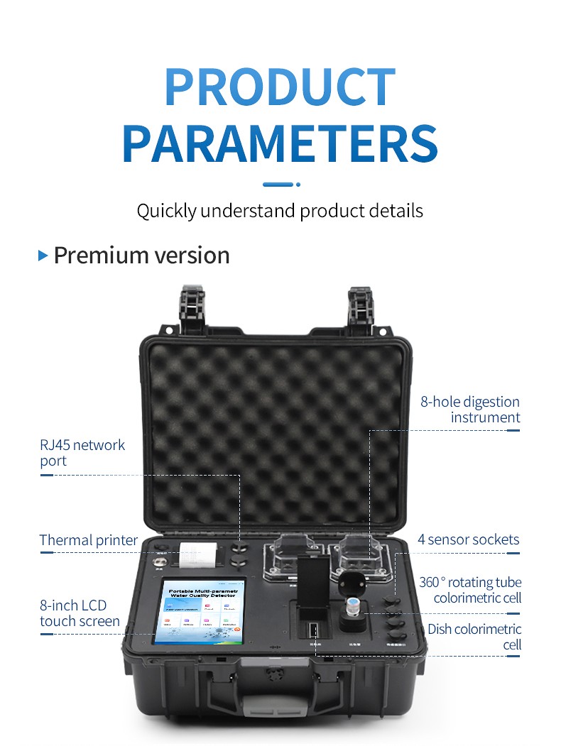 Premium version annotated diagram showing sensor sockets, colorimetric cells, and digestion compartment