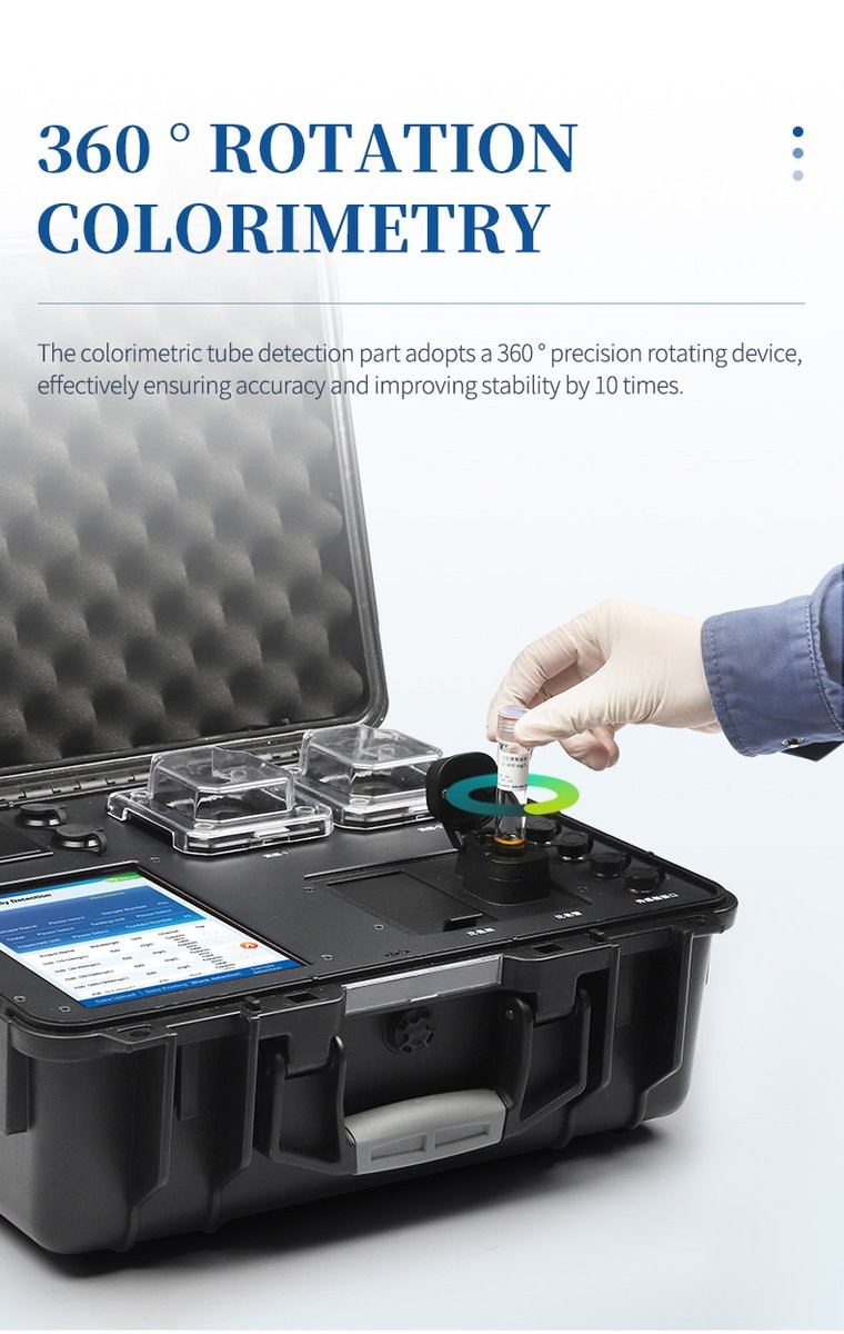 360-degree rotating colorimetric holder ensuring precise optical alignment for COD measurement