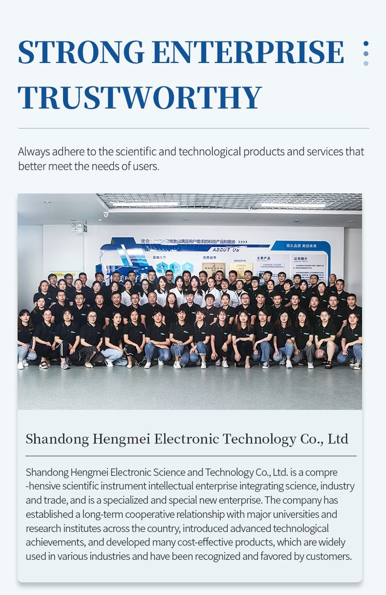Hengmei Electronic Technology staff group photo showing the team behind instrument manufacturing