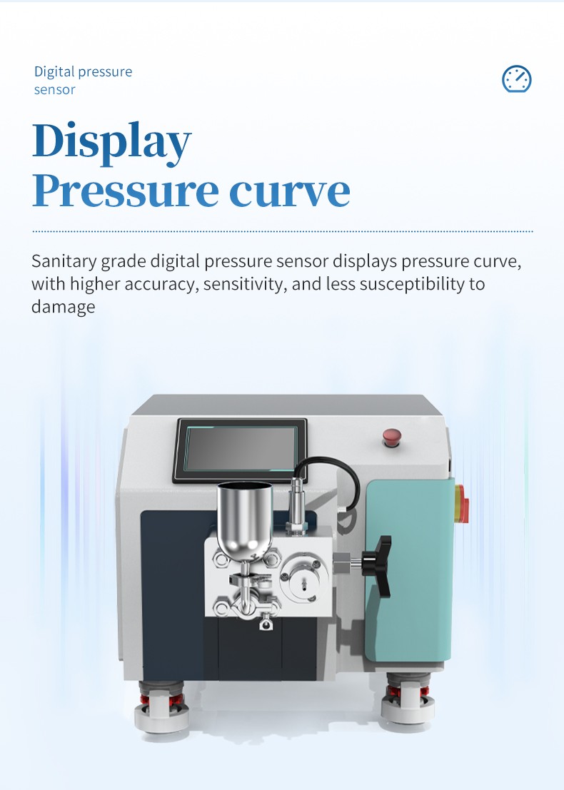 Touchscreen pressure curve interface on sanitary homogenizer