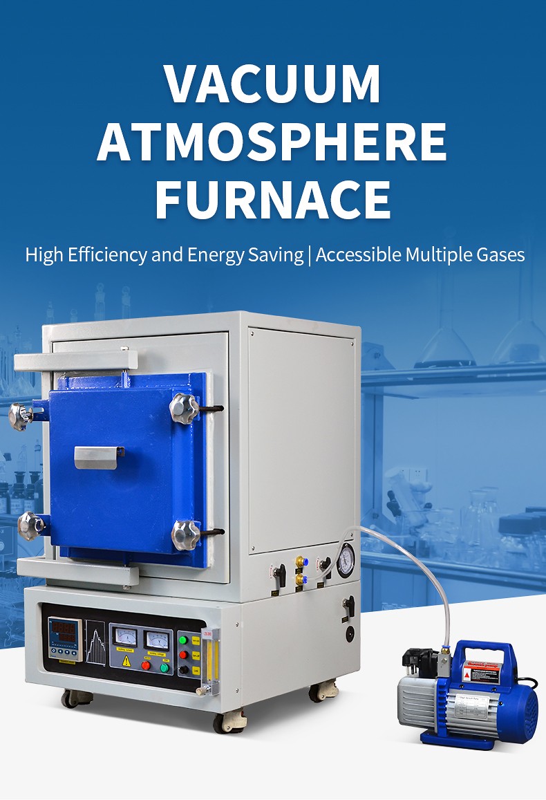 HM-2-14 vacuum atmosphere furnace front view with blue door and vacuum pump