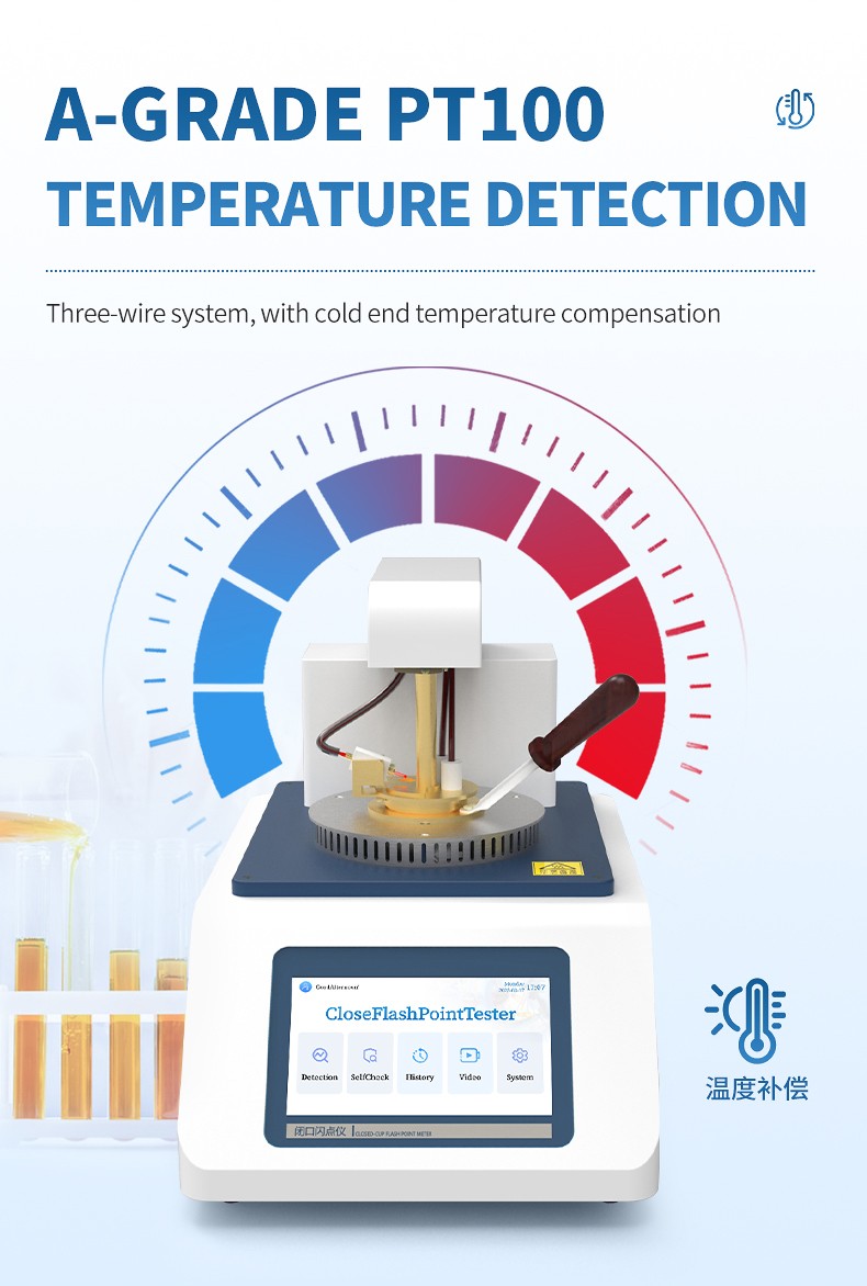A-grade three-wire PT100 temperature compensation on flash tester