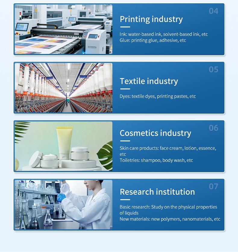 Kinematic viscosity applications in printing textile cosmetics and research laboratories