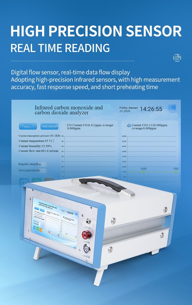 High-precision dual-channel NDIR sensor optical chamber with real-time digital flow sensor