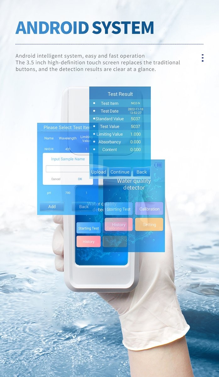 Handheld detector 3.5-inch color LCD touch screen running Android operating system interface
