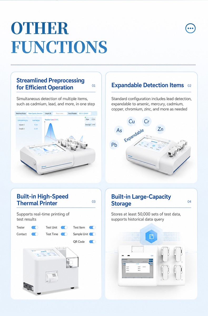 Extended functionalities including multi-element detection thermal printing and large storage