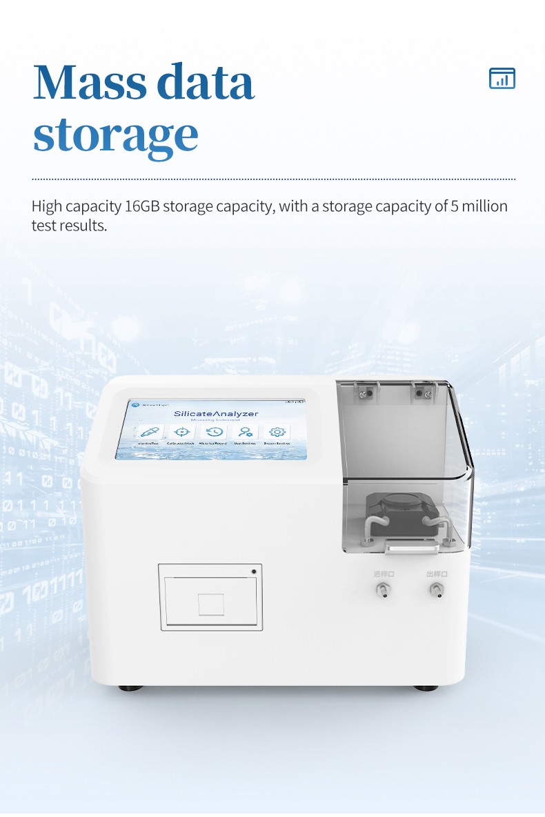 Analyzer data storage capacity and front-view instrument design