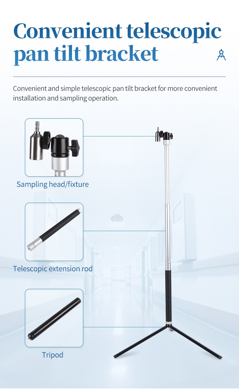 Convenient telescopic tripod bracket with sampling head and extension rod