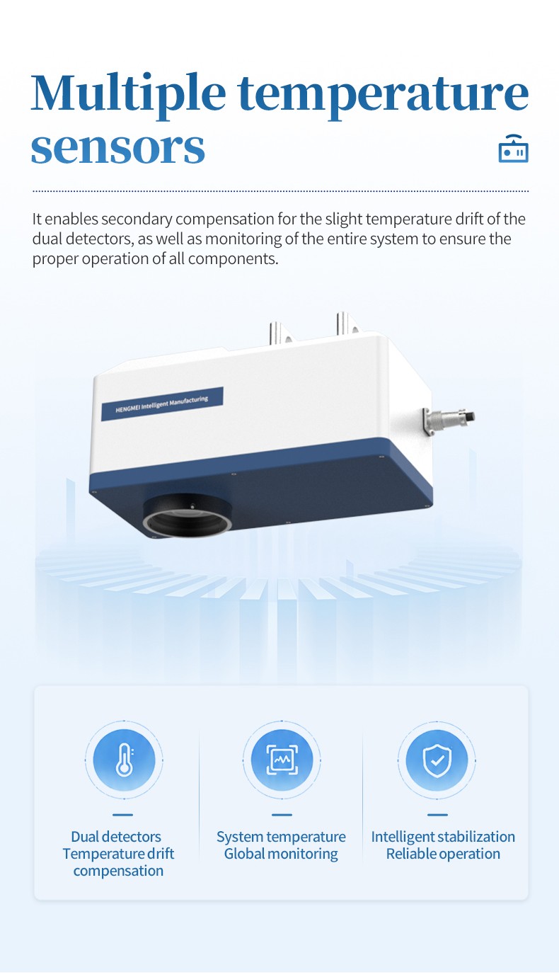 Multiple temperature sensors in the analyzer probe for detector drift compensation and system monitoring
