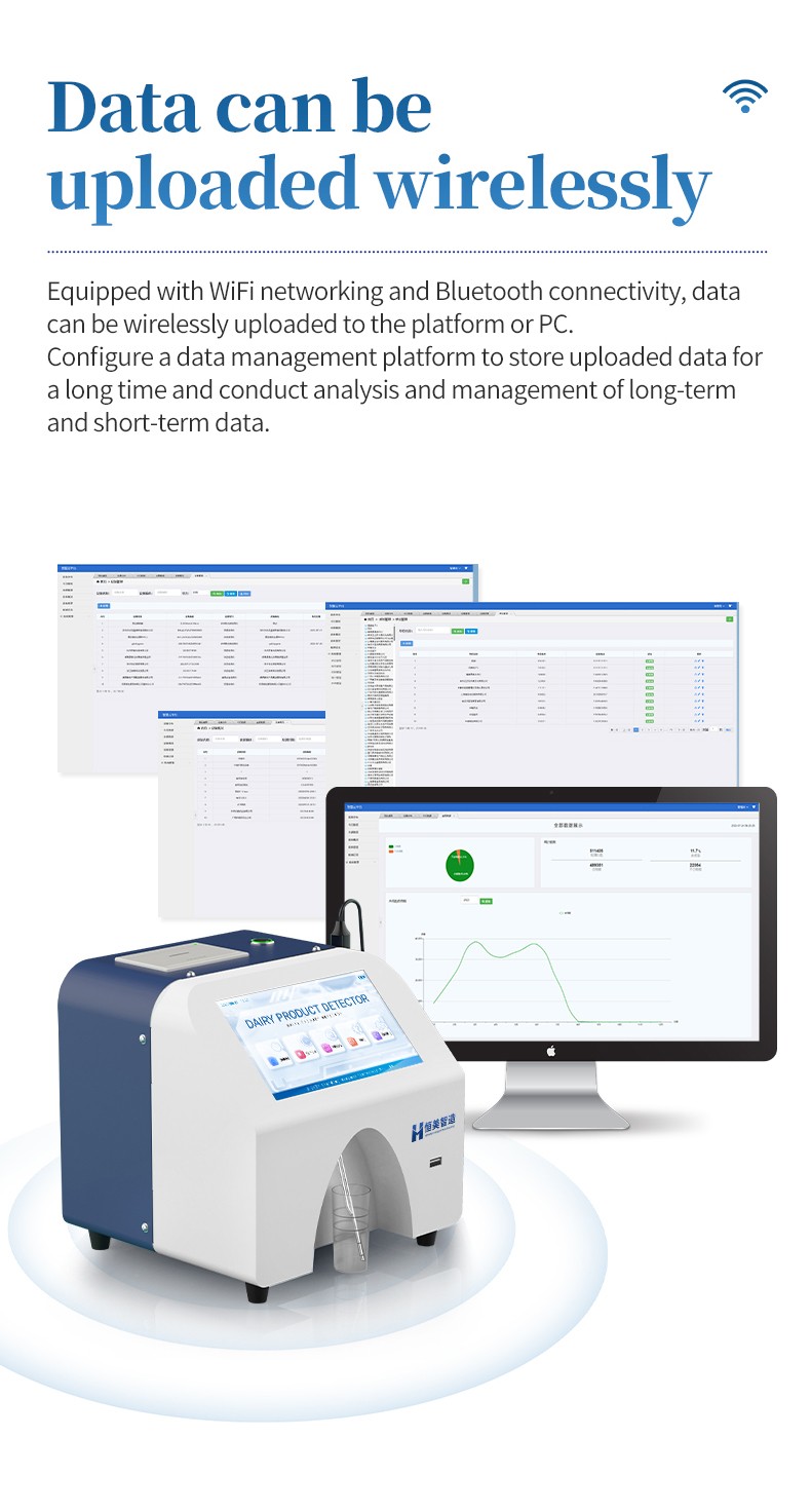 Wireless data upload and dairy analysis data management screens