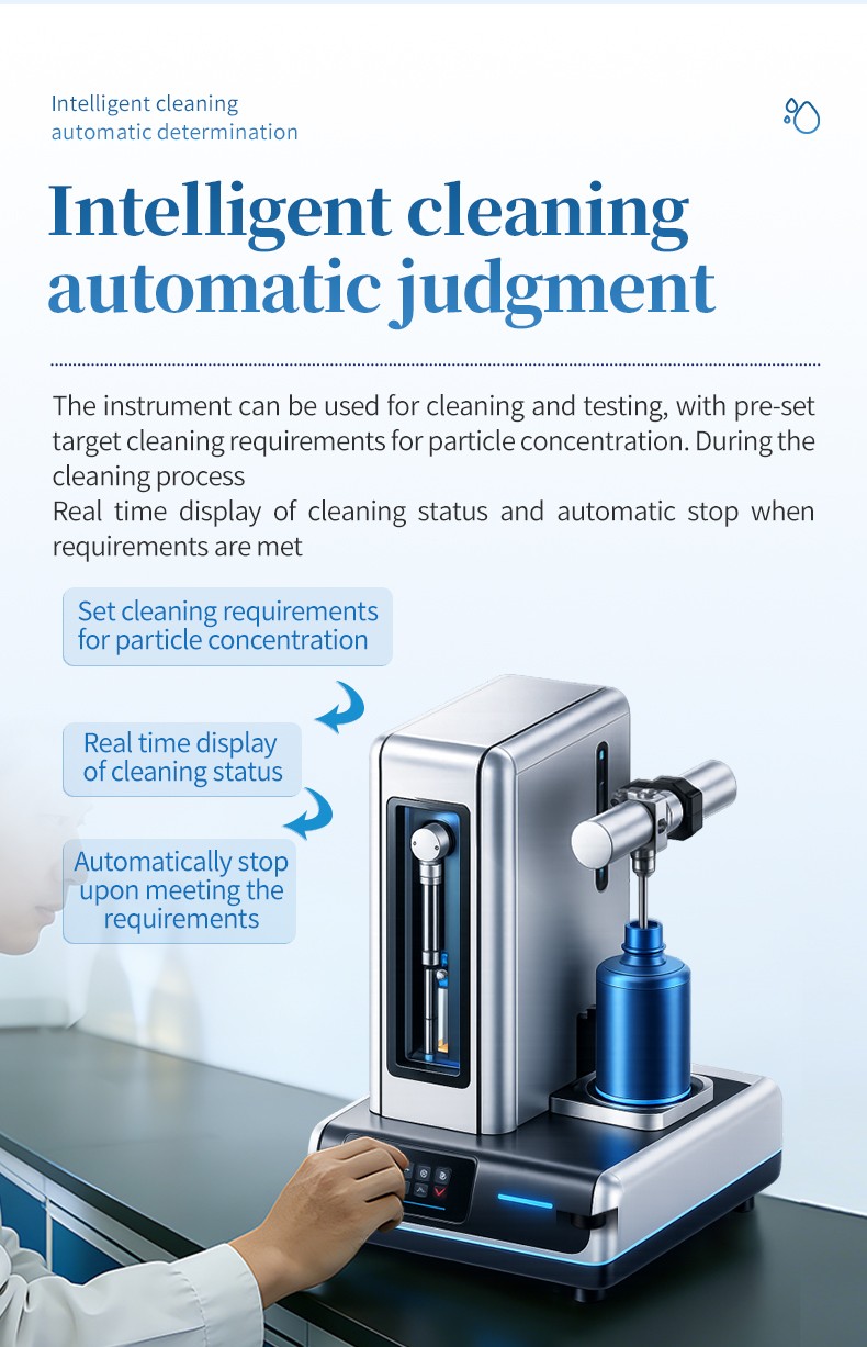 Cleaning monitoring with preset particle concentration and automatic stopping