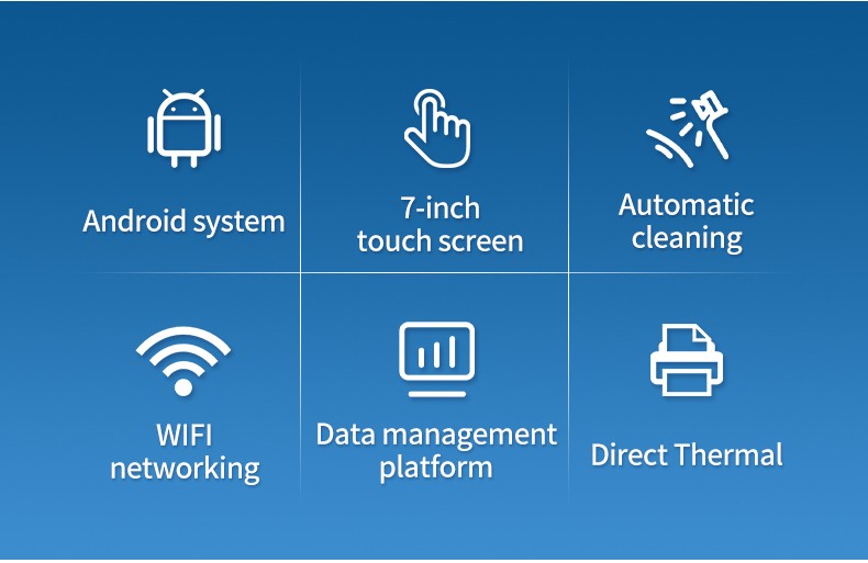 Android touchscreen, automatic cleaning, Wi-Fi and thermal printer features