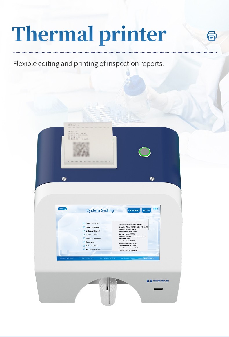 Built-in thermal printer and editable milk analysis report interface
